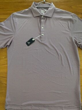 johnnie-O Pink and Navy Pinstripe Polo